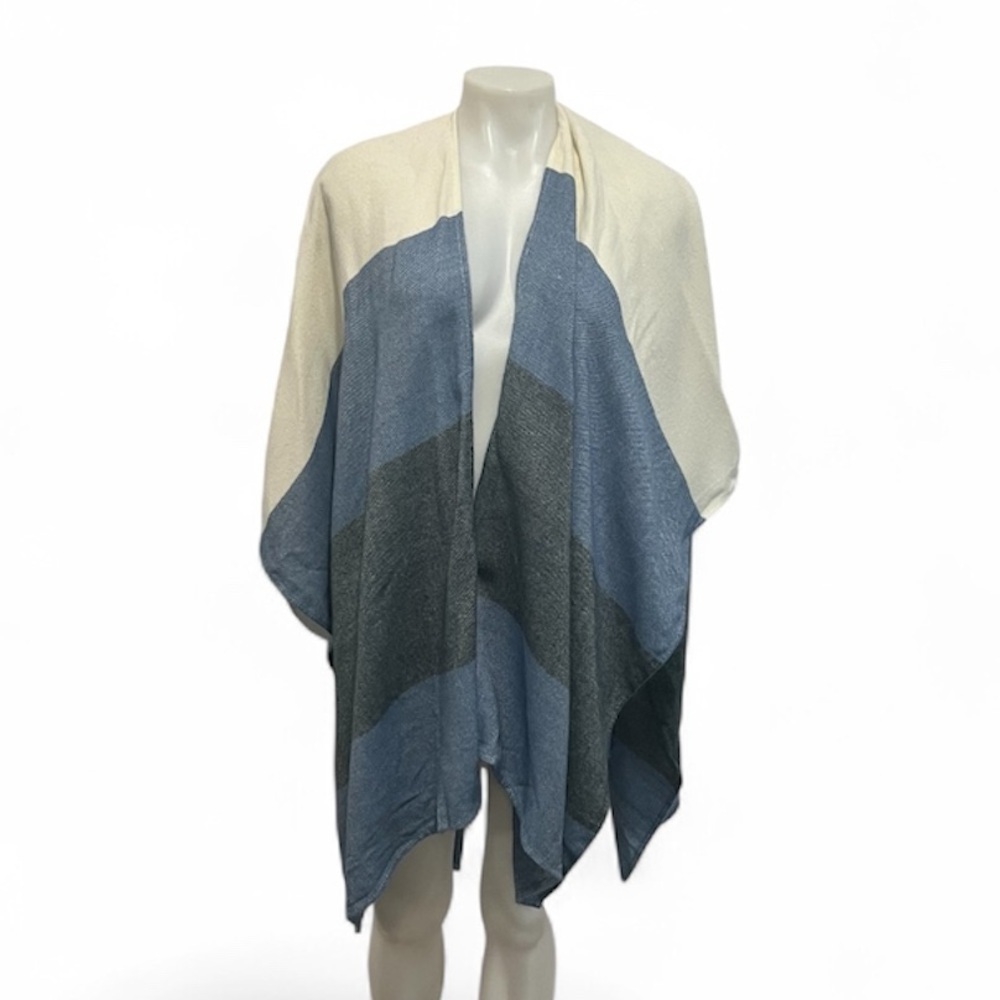 Mer Sea always by the sea blue cream gray cozy wrap
One size